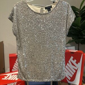 Rachel Zoe Silver champagne color Sequin Blouse